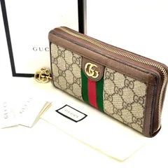 【色気は線に宿る】　GUCCI　オフィディア GGスプリーム シェリーライン ラウンドファスナー 長財布 12カード　ベージュ