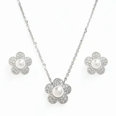 新品 スワロフスキー SWAROVSKI ネックレス ピアス セット アリアナ・グランデコレクション ペア フラワー パール クリア シルバー 5749180 ジュエリー アクセサリー