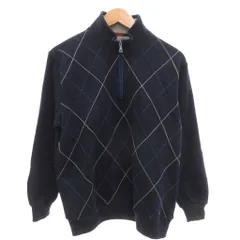 ハッシュパピー Hush Puppies 美品 ニット ハーフジップ プルオーバー L 紺 ネイビー アーガイル柄 長袖 /IL ■ECA001のサムネイル