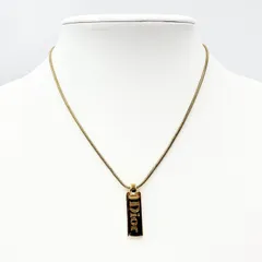 Christian Dior（クリスチャン・ディオール）ロゴプレートネックレス ヴィンテージ ネックレス ゴールドカラー メタル CDチャーム付 全長約44cm【中古】