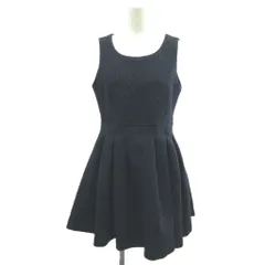 ドロシーズ DRWCYS ワンピース 膝丈 1 黒 ブラック 紺 ネイビー ノースリーブ ラウンドネック 織り柄 /YU ■ECE004