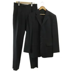 コムサデモードメン COMME CA DU MODE MEN シングルスーツ セットアップ M 黒 ブラック ストライプ柄 長袖 長丈 /SH ■ECA004