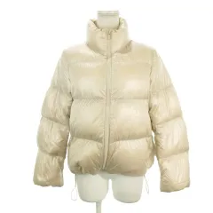 ユニクロ UNIQLO ULTRA LIGHT DOWN ダウンジャケット ポーチ付き M ライトベージュ スタンドカラー 長袖 /AH28 ■ECA004