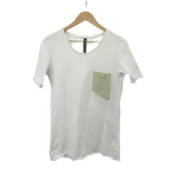 ダブルジェイケイ wjk Tシャツ L 白 ホワイト Vネック 半袖 羊革 胸ポケット付き /KV ■GY99