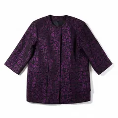 ニナリッチ NINA RICCI コート ショートコート 一つボタン 花柄 サイドポケット 紫 黒 11サイズ 997704のサムネイル