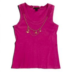LOUIS VUITTON チェーン付きレイヤードTシャツブラック/ピンクXS 