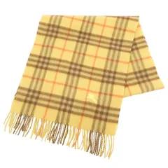 BURBERRY バーバリー BURBERRYS cashmere カシミア チェック マフラー イエロー系 ブラウン系【中古】