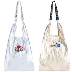 【エコバッグ】スヌーピー　 ストラップ付　2way ゴールド　軽量
