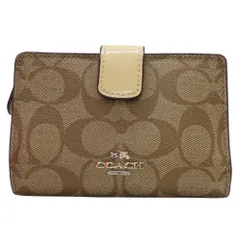 【中古】COACH コーチ コンパクトウォレット F54023 シグネチャー カラー:ベージュ ブラウン 財布 二つ折り財布 レディース A2504283【無料ギフトラッピング承ります】