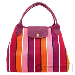 Longchamp ロンシャン ストライプ トートバッグ キャンバス レディース [中古]