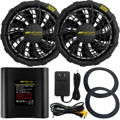 【30V超強力作業服用ファンバッテリーセット】20000mA大容量バッテリー、5段階調節、9枚羽根大風量、充電器および接続ケーブルが付属し、帯ゴムバンド、可DIY製作ファン付き作業着 (30V超強力)@ e1ee21c3