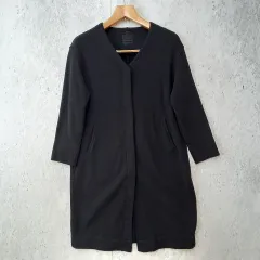 無印良品 ムジルシリョウヒン ニット フリース ロングカーディガン シンプル カジュアル ナチュラル ブラック M-Lサイズ ◎_◇〇