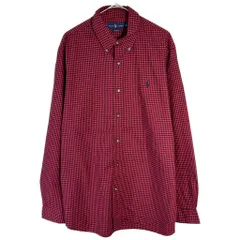 RALPH LAUREN ラルフローレン ボタンダウン 長袖シャツ チェック レッド(メンズ XL)中古 古着 X9643