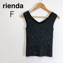 rienda リエンダ スパンコール Vネックニットトップス ブラック ノースリーブ Glitter Knit Top BLK F