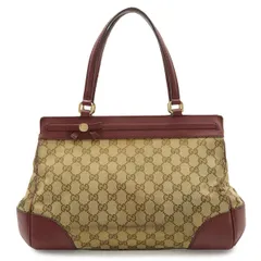 GUCCI グッチ GGキャンバス プリンシー シェリーライン トートバッグ ショルダーバッグ レザー カーキベージュ ボルドー 赤茶 257063
