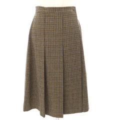 グッチ GUCCI ダークブラウン膝丈 タイトスカート プリーツデザイン 