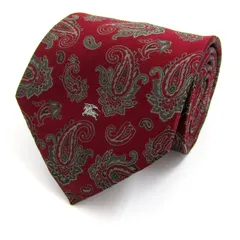 バーバリーズ ブランド ネクタイ ホースマーク 総柄 ペイズリー 幾何学模様 シルク PO メンズ レッド Burberrys 【中古】