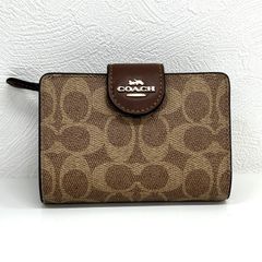 コーチ COACH 二つ折り財布 シグネチャー ベージュ ブラウン - メルカリ