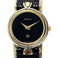 稼働品 GUCCI グッチ 腕時計 黒文字盤 クォーツ 2針 4500M - メルカリ