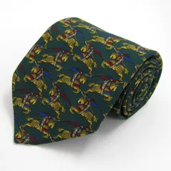 バーバリーズ ネクタイ ブランド 総柄 ホースマーク シルク PO メンズ グリーン Burberrys 【中古】