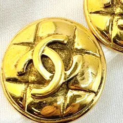 定番 シャネル ヴィンテージ イヤリング ココマーク マトラッセ ラウンド型 コメ有 GP ゴールドカラー