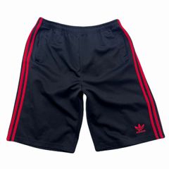 90s デサント製 アディダス トラックショーツ O 黒 赤 ヴィンテージ