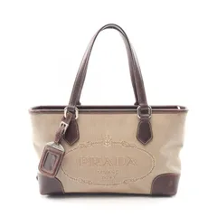 プラダ PRADA ハンドバッグ ロゴジャガード BN1159 ベージュ/ブラウン キャンバス ロゴジャガード ハンドバッグ レディース Used B