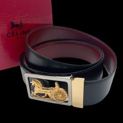 超稀少✧CELINEセリーヌヴィンテージベルトホワイトレザー馬車金具 