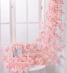 撮影道具 INS パーティー飾り 結婚式 母の日 手作り花輪 人気飾り 庭園飾り 春の飾り さくら お花見 枯れない花 135輪花/本 長さ1.8m 造花の藤 2本セット ガーランド 桜の花 造花 桜