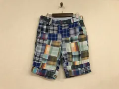 本物ハリウッドランチマーケットH.R.MARKETハリランコットンパッチワークチェック柄ハーフショートパンツミリタリーワークサーフアメカジビジネススーツゴルフメンズ1S日本製青ブルー