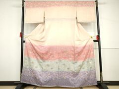 平和屋着物●六通柄袋帯　唐織　文様の華　銀通し地　正絹　逸品　CABG1812vp 平和屋着物○六通柄袋帯 唐織 文様の華 銀通し地 正絹 逸品 CABG1812vp