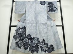 平和屋着物●六通柄袋帯　唐織　文様の華　銀通し地　正絹　逸品　CABG1812vp 平和屋着物○六通柄袋帯 唐織 文様の華 銀通し地 正絹 逸品 CABG1812vp