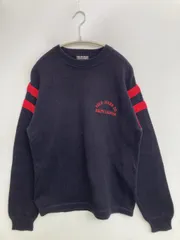 RALPH LAUREN POLO JEANS ニット/セーター S ネイビー コットン ニット 刺繍 ライン柄 ミドル丈 長袖 クルーネック(丸首)