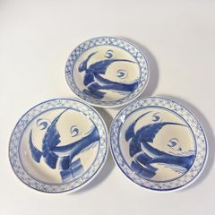 江戸後期 伊万里 染付 人物図 鉢 3客 骨董品 アンティーク f | Mercari