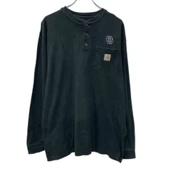 carhartt 長袖 ロゴTシャツ L ブラック カーハート ハーフボタン 胸ポケット ロンT シンプル ワンポイントロゴ 春夏物 a804-6044