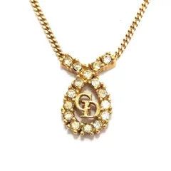 クリスチャンディオール Christian Dior ヴィンテージ ネックレス ゴールド リボンモチーフ CDロゴ GP ラインストーン レディース【中古】