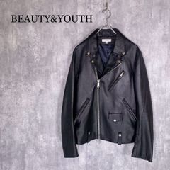 BEAUTY&YOUTH ブラック レザー ダブルライダースジャケット Lサイズ BEAUTY&YOUTH ブラック レザー ダブルライダースジャケット Lサイズ