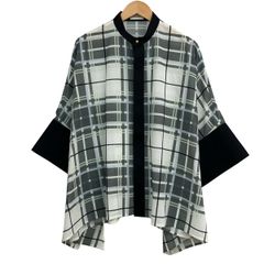 THE RERACS(リラクス) 長袖シャツブラウス サイズF レディース美品  - 白×ダークグレー×マルチ チェック柄/シースルー THE RERACS(リラクス) 長袖シャツブラウス サイズF レディース美品