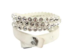 スワロフスキー　SWAROVSKI　パワーコレクション　ラインストーン/レザー　チョーカー　2重巻きブレスレット　ホワイト×シルバーカラー　送料無料