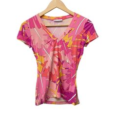 EMILIO PUCCI エミリオプッチ Tシャツ・カットソー M ピンク 【古着】【中古】【送料無料】 EMILIO PUCCI - エミリオプッチ プッチ柄半袖カットソー S レディース
