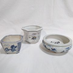 山水画 盆栽鉢 陶酔3点セット 陶器 植木鉢 - メルカリ