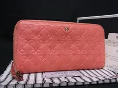 ANYA HINDMARCH アニヤハインドマーチ レザー タッセル リボン ラウンドファスナー 長財布 ウォレット レディース ピンク系 DE6438のサムネイル