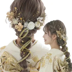 [LALALA beauty flowers] 成人式・卒業式にぴったりの華やか髪飾り 和装 七五三 結婚式 入学式 花火大会 浴衣 着物 袴 振袖 二十歳の集い (ホワイト) 2140 [ホワイト[2140]]