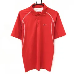 【美品】ナイキゴルフ 半袖ポロシャツ レッド×白 ロゴ刺しゅう  メンズ M ゴルフウェア NIKE