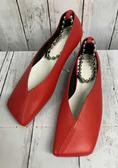 FLAT APARTMENT フラットアパートメント/パンプス/サイズ38/レッド/足首チェーン