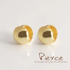 ピアス フープピアス レディース 中折れ メタル ボール シンプル 18金 18kコーティング イエローゴールド K18GP 大人 上品 モード キャッチレス