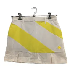 中古 レディース デサントゴルフ DESCENTE GOLF スカート L 白×黄色 裏起毛 一体型インナーパンツ付きのサムネイル