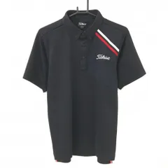 タイトリスト 半袖ポロシャツ 黒 地模様 ロゴ刺しゅう ボタンダウン  メンズ L ゴルフウェア TITLEIST