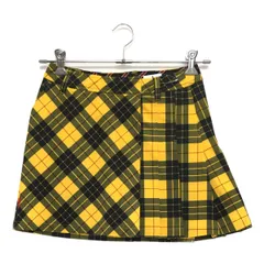 中古 レディース アドミラルゴルフ Admiral Golf スカート S 黄色×紺 一体型インナーパンツ付き チェック プリーツ