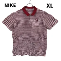 ナイキ　メンズトップス　赤×白　XL　ボーダー柄　半袖ポロシャツ【3713】